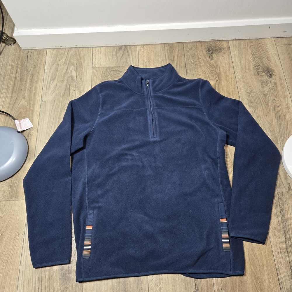 Pendleton 1/4 Zip Pullover Sweater Mens Large Navy Southwestern‎ Pockets Vintage